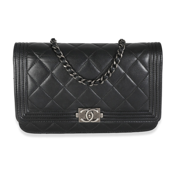 Chanel Black Quilted Lambskin Boy Wallet On Chain - Picture 1 of 8